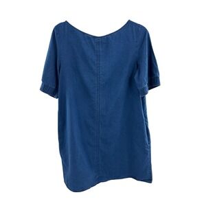 COS Blue Denim Shift Dress Short Sleeve Boat Neck Pockets Size 12